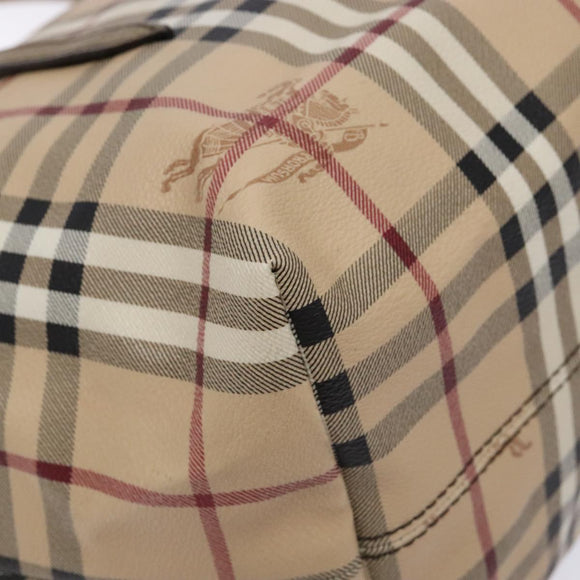 BURBERRY Nova Check Tote Bag PVC Beige Gold Auth 133565