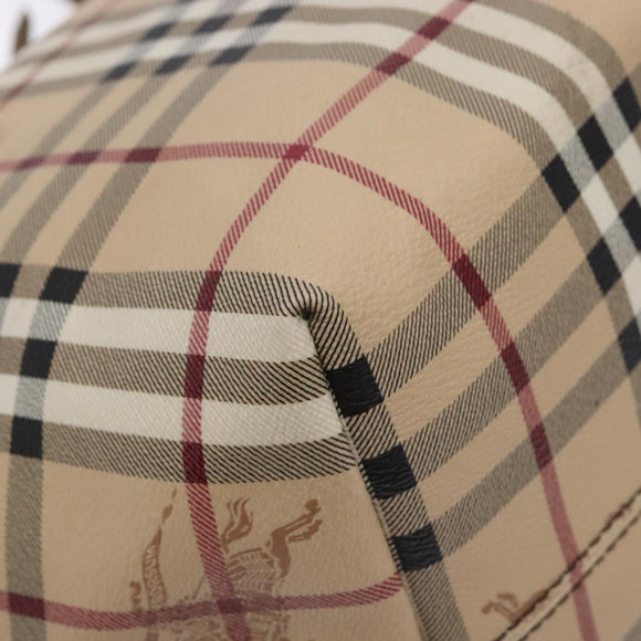 BURBERRY Nova Check Tote Bag PVC Beige Gold Auth 133565