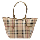 BURBERRY Nova Check Tote Bag PVC Beige Gold Auth 133565-2