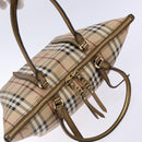 BURBERRY Nova Check Tote Bag PVC Beige Gold Auth 133565-6