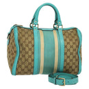 GUCCI GG Canvas Hand Bag 2way Beige Gold 2472005 Auth 133566-1