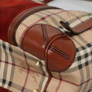 BURBERRY Nova Check Blue Label Tote Bag PVC Suede Beige Brown gold Auth 133568-9