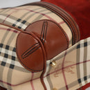 BURBERRY Nova Check Blue Label Tote Bag PVC Suede Beige Brown gold Auth 133568-14