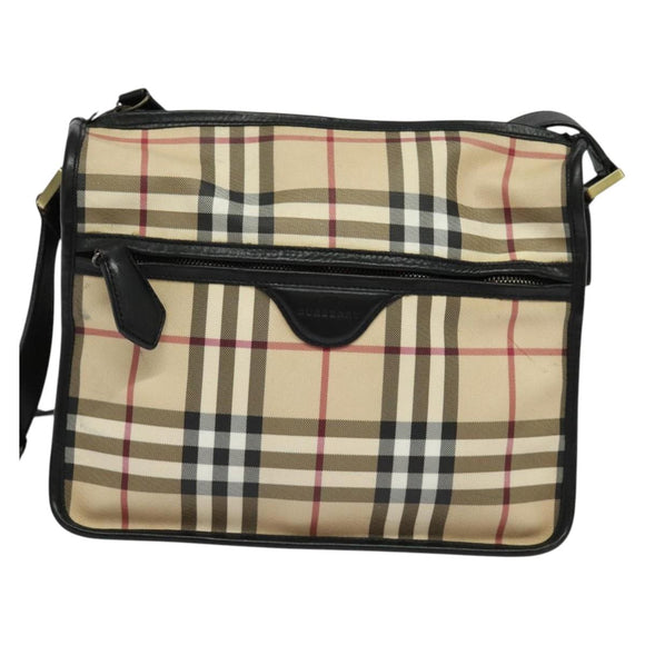 BURBERRY Nova Check Shoulder Bag PVC Beige Auth 133569