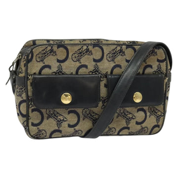 CELINE C Sulky Shoulder Bag Canvas Navy Gold Auth 133571