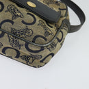 CELINE C Sulky Shoulder Bag Canvas Navy Gold Auth 133571-11