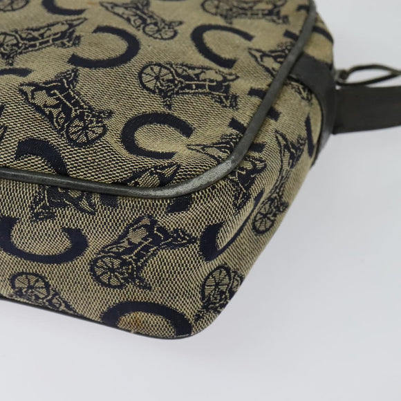 CELINE C Sulky Shoulder Bag Canvas Navy Gold Auth 133571