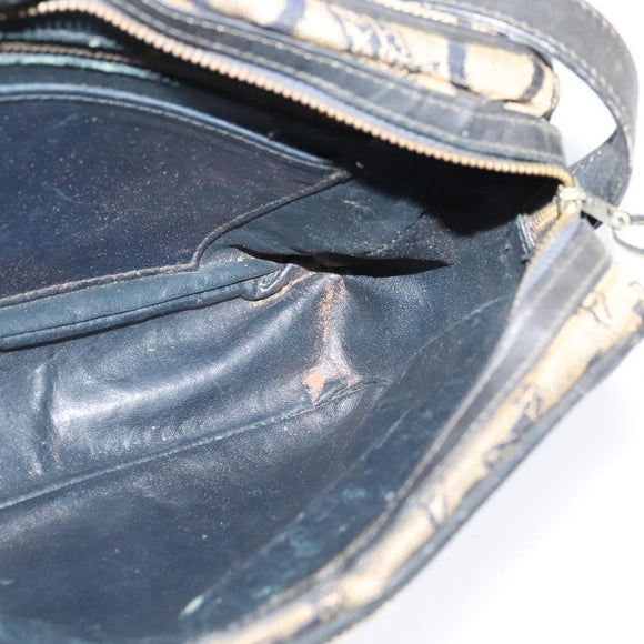 CELINE C Sulky Shoulder Bag Canvas Navy Gold Auth 133571