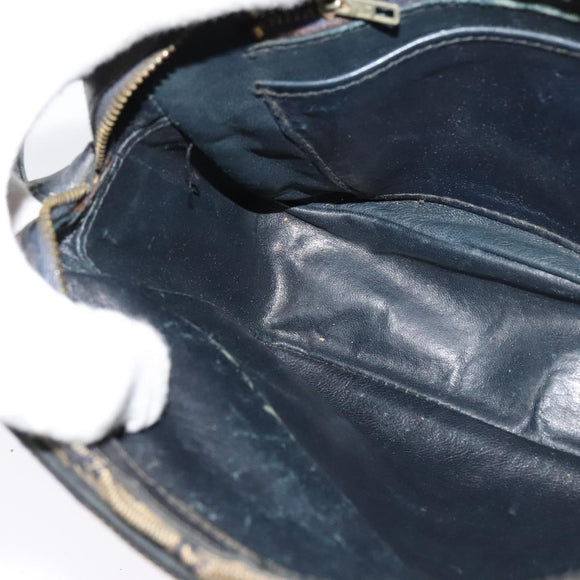 CELINE C Sulky Shoulder Bag Canvas Navy Gold Auth 133571