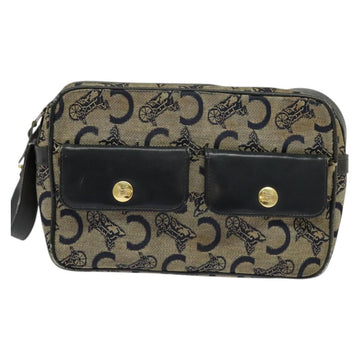 CELINE C Sulky Shoulder Bag Canvas Navy Gold Auth 133571 - 0