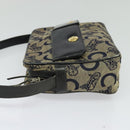 CELINE C Sulky Shoulder Bag Canvas Navy Gold Auth 133571-4
