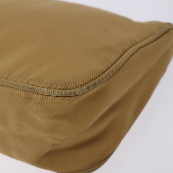 PRADA Accessory Pouch Nylon Beige Champagne Gold Silver Auth 133574