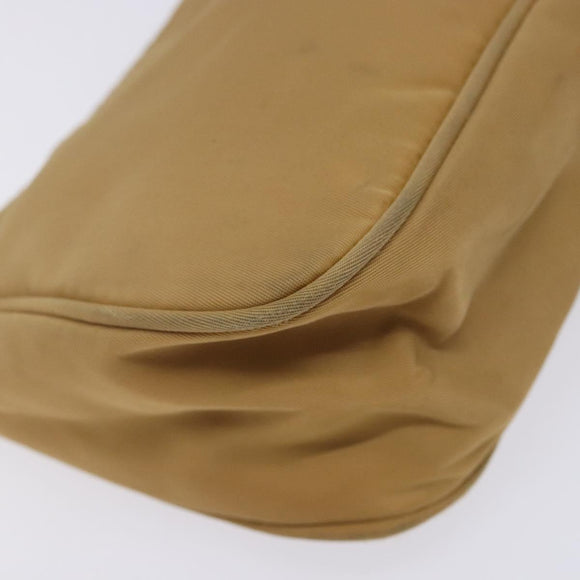 PRADA Accessory Pouch Nylon Beige Champagne Gold Silver Auth 133574