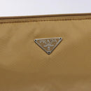 PRADA Accessory Pouch Nylon Beige Champagne Gold Silver Auth 133574-17