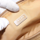 PRADA Accessory Pouch Nylon Beige Champagne Gold Silver Auth 133574-18
