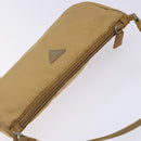 PRADA Accessory Pouch Nylon Beige Champagne Gold Silver Auth 133574-6