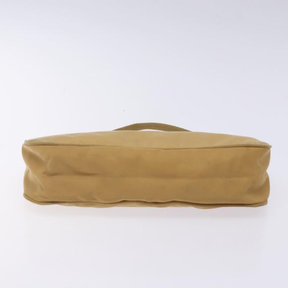 PRADA Accessory Pouch Nylon Beige Champagne Gold Silver Auth 133574