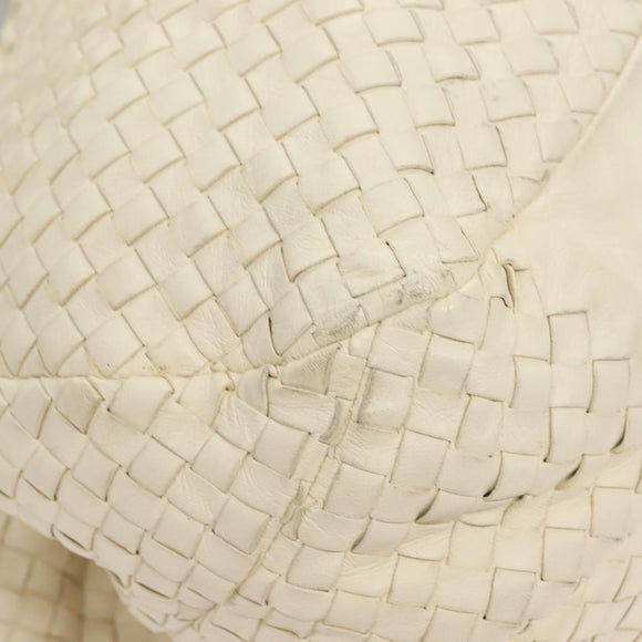 BOTTEGA VENETA INTRECCIATO Campana Shoulder Bag Leather White Auth 133575