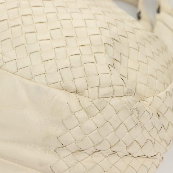 BOTTEGA VENETA INTRECCIATO Campana Shoulder Bag Leather White Auth 133575