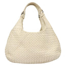 BOTTEGA VENETA INTRECCIATO Campana Shoulder Bag Leather White Auth 133575-13