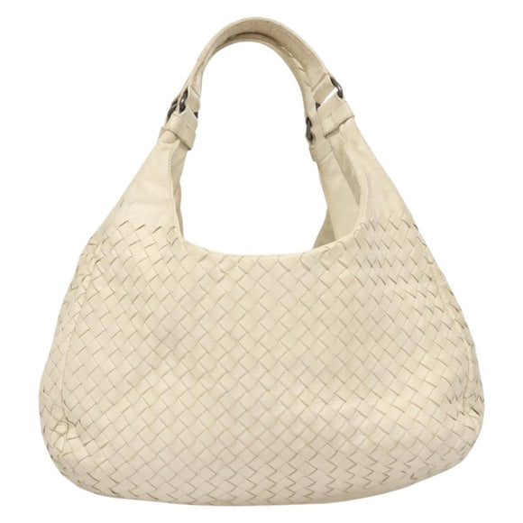 BOTTEGA VENETA INTRECCIATO Campana Shoulder Bag Leather White Auth 133575