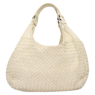 BOTTEGA VENETA INTRECCIATO Campana Shoulder Bag Leather White Auth 133575 - 0