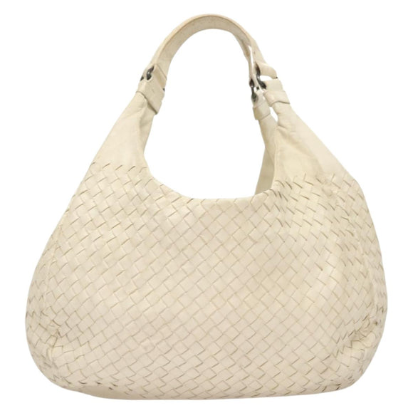 BOTTEGA VENETA INTRECCIATO Campana Shoulder Bag Leather White Auth 133575