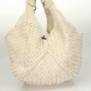 BOTTEGA VENETA INTRECCIATO Campana Shoulder Bag Leather White Auth 133575-3