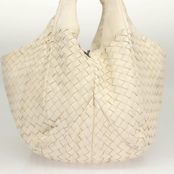 BOTTEGA VENETA INTRECCIATO Campana Shoulder Bag Leather White Auth 133575