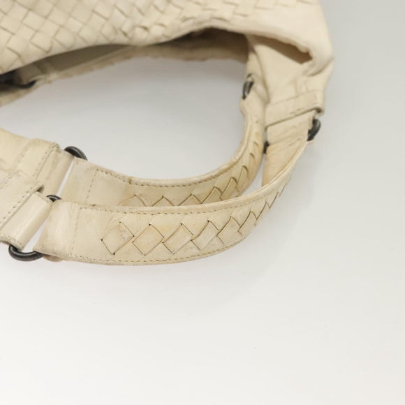 BOTTEGA VENETA INTRECCIATO Campana Shoulder Bag Leather White Auth 133575