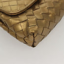BOTTEGA VENETA INTRECCIATO Shoulder Bag Leather Gold Auth 133586-9