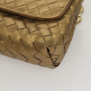 BOTTEGA VENETA INTRECCIATO Shoulder Bag Leather Gold Auth 133586-14