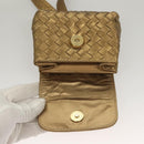 BOTTEGA VENETA INTRECCIATO Shoulder Bag Leather Gold Auth 133586-10
