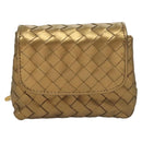 BOTTEGA VENETA INTRECCIATO Shoulder Bag Leather Gold Auth 133586-13