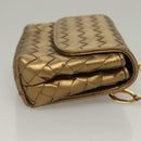 BOTTEGA VENETA INTRECCIATO Shoulder Bag Leather Gold Auth 133586-3