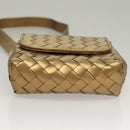 BOTTEGA VENETA INTRECCIATO Shoulder Bag Leather Gold Auth 133586-5