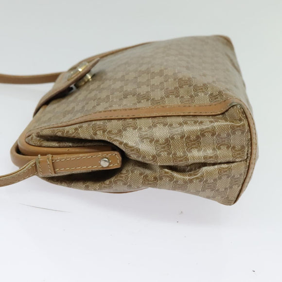CELINE Macadam Canvas Shoulder Bag PVC Beige Gold Auth 133587