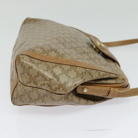 CELINE Macadam Canvas Shoulder Bag PVC Beige Gold Auth 133587