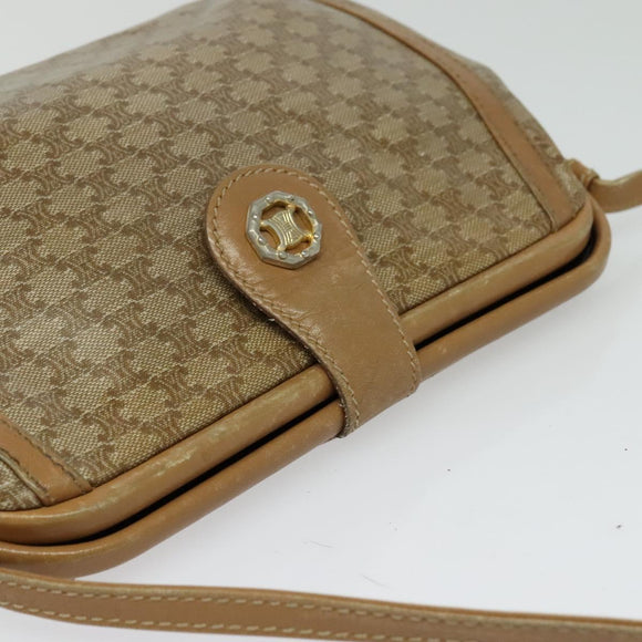 CELINE Macadam Canvas Shoulder Bag PVC Beige Gold Auth 133587