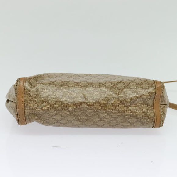 CELINE Macadam Canvas Shoulder Bag PVC Beige Gold Auth 133587