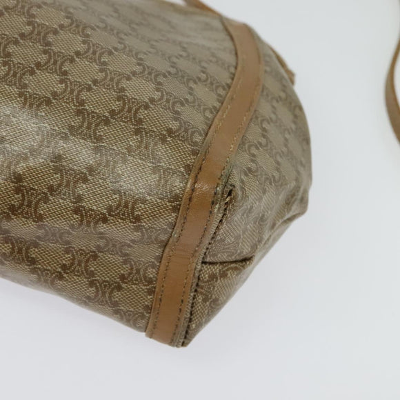 CELINE Macadam Canvas Shoulder Bag PVC Beige Gold Auth 133587