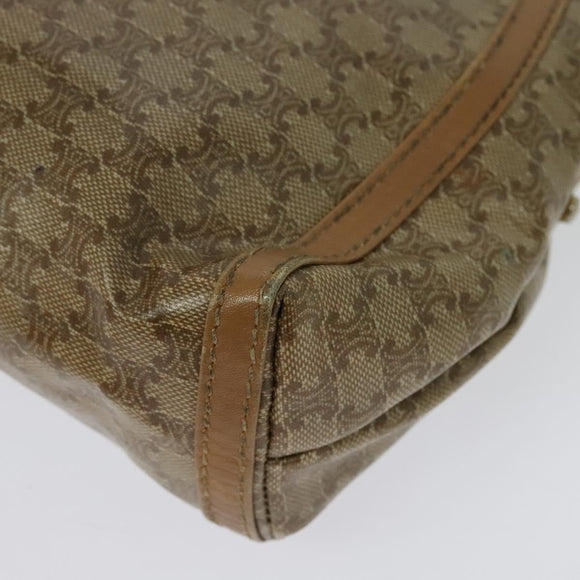 CELINE Macadam Canvas Shoulder Bag PVC Beige Gold Auth 133587