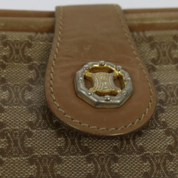 CELINE Macadam Canvas Shoulder Bag PVC Beige Gold Auth 133587