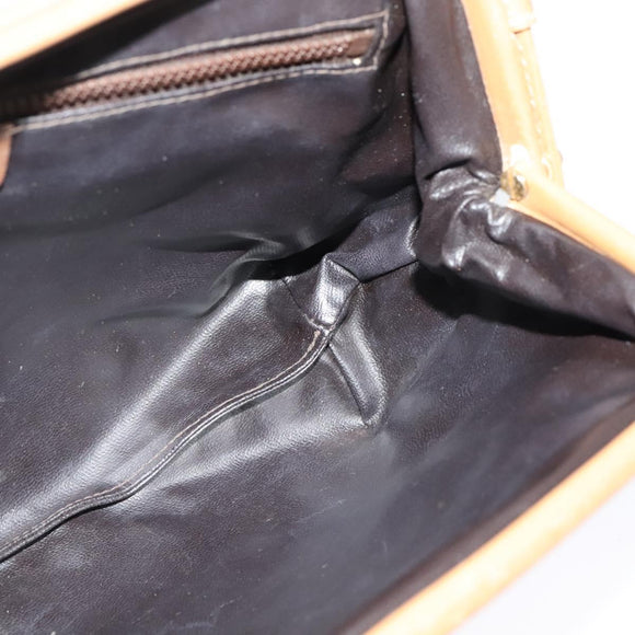 CELINE Macadam Canvas Shoulder Bag PVC Beige Gold Auth 133587