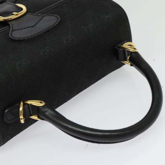 GUCCI GG Canvas Hand Bag 2way Black Gold 000 2058 0321 Auth 133588