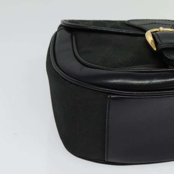 GUCCI GG Canvas Hand Bag 2way Black Gold 000 2058 0321 Auth 133588