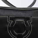 Salvatore Ferragamo Gancini Shoulder Bag Leather Black Silver Auth 133590-17