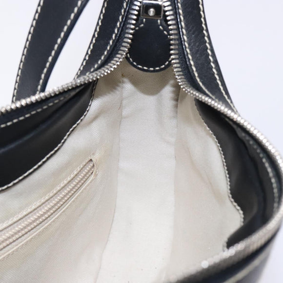 Salvatore Ferragamo Gancini Shoulder Bag Leather Black Silver Auth 133590