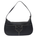 Salvatore Ferragamo Gancini Shoulder Bag Leather Black Silver Auth 133590-13
