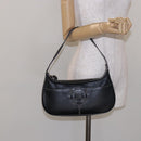 Salvatore Ferragamo Gancini Shoulder Bag Leather Black Silver Auth 133590-22